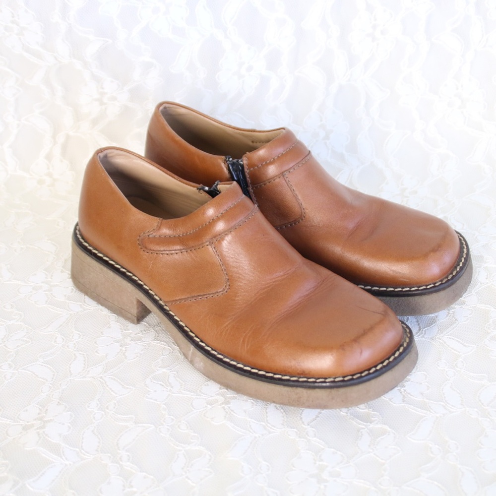 Donated destroyed Leather Moto Zip Shoes sz 38 - Picture 1 of 6